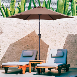 7.5 ft Patio Umbrella with Push Button Tilt, Strap, Crank Open and Close, Coffee