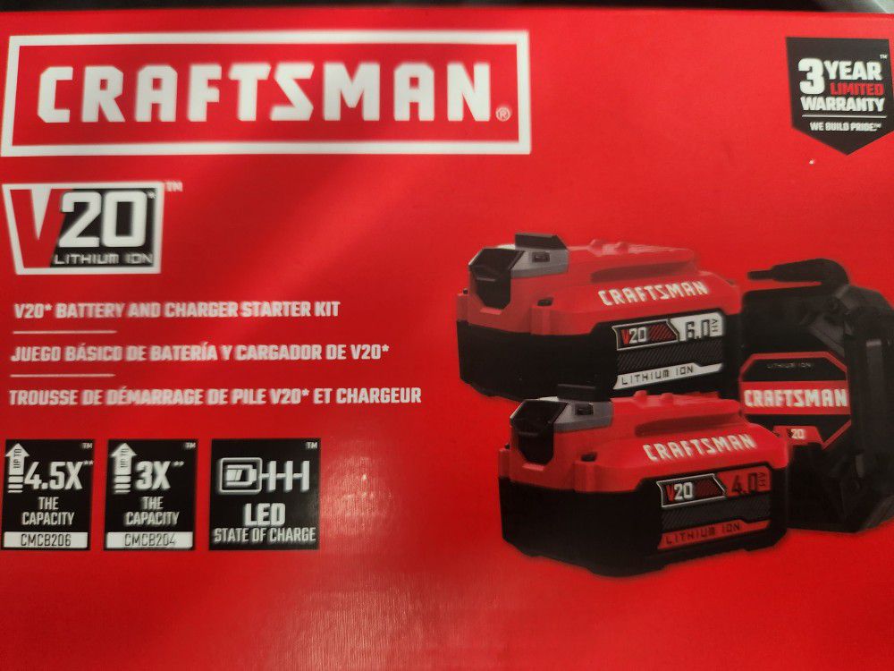 Craftsman V20 2 Pack Battery & Charger Kit. 