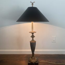  Chapman Neoclassical Brass & Marble 37” Table Lamps w/Shades