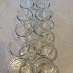 11 mini glass cups about 3 inches in length