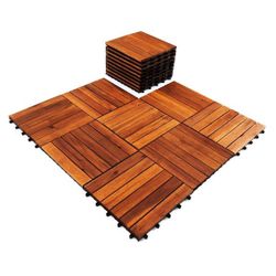 12-Pack Acacia Interlocking Wood Decktile - 5slats
