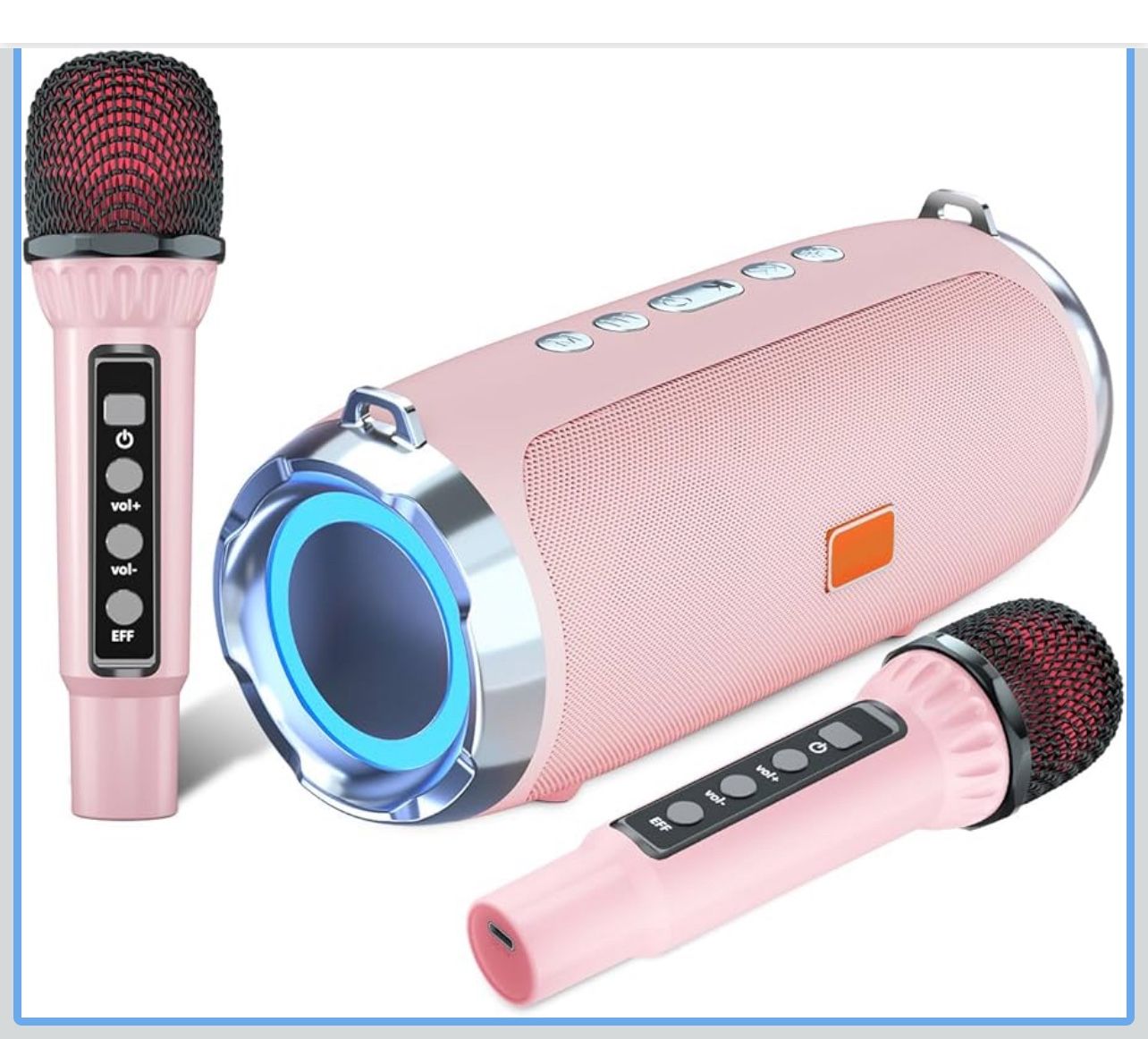 Karaoke Machine for Adult Kids, Portable Bluetooth Speaker with 2 Wireless Microphones, Singing Karaoke Player for Birthday Gift Party Family Supports