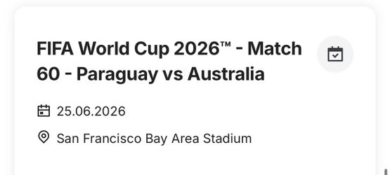 FIFA World Cup Tickets M60 🇵🇾 Paraguay vs Australia 🇦🇺