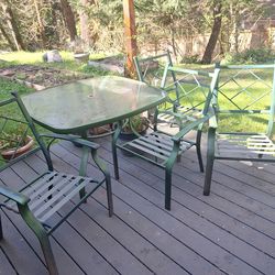 45x45  glass top garden table and 4 chairs