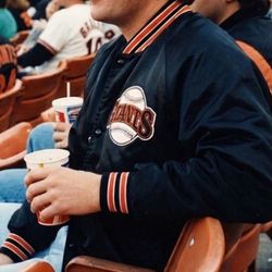 VTG San Francisco Giants Chalk Line Satin Jacket Mens M Womens L Made in USA MLB 80s 90s