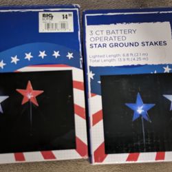 3-count battery-operated star ground stakes- NEW