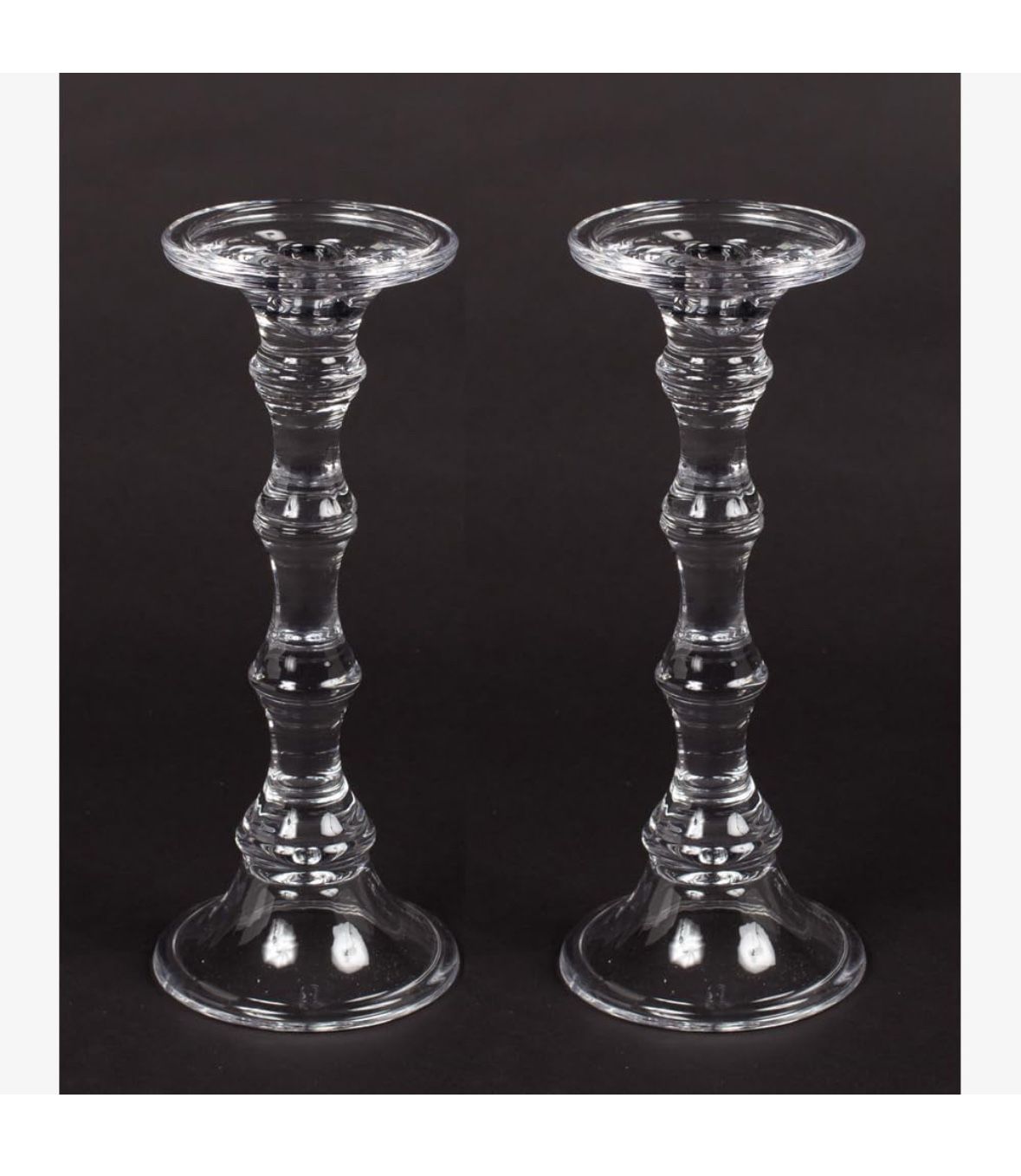 Home Decoration Accessories Clear Glass 11.5"" Candlestick Candle Holder Simple Clean Design for Taper or Pillar Candle Set of 2