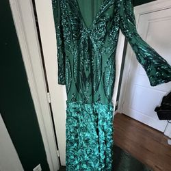 Long Emerald Green  Elegant Dress