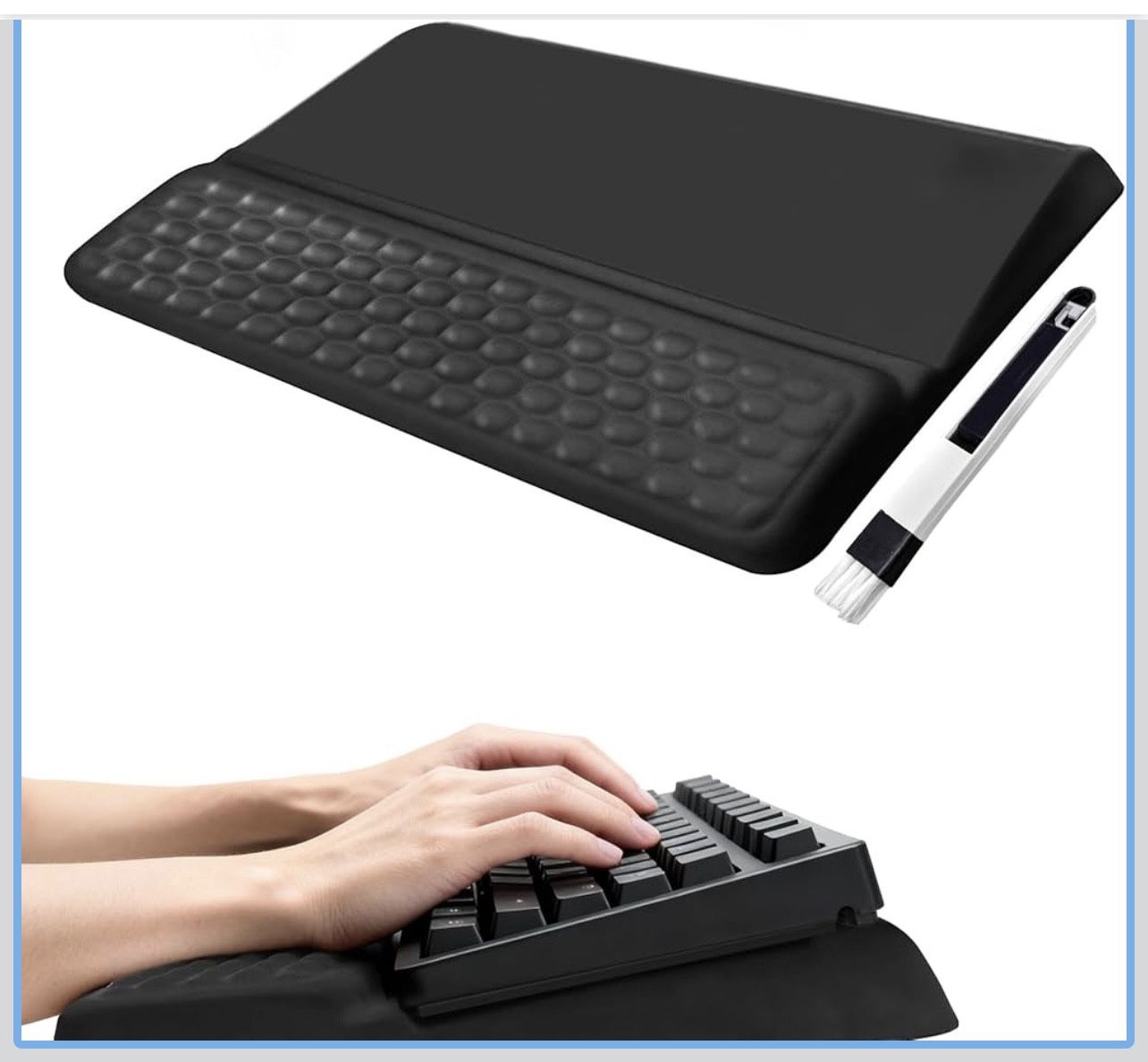 Wrist Rest for Keyboard, Ergonomic Keyboard Stand with Wrist Rest, Soft Memory Foam Wrist pad with Non-Slip Base & Dust Brush, Comfort for Office, Wor