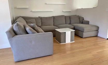 Room and board 5 piece gray sectional sofa