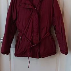 LANDS END Women's Down, Cranberry Color Puffer Coat