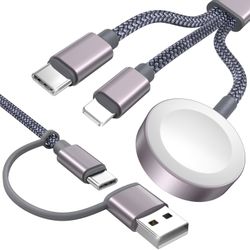 Multi-device charger with USB, USB-C, Lightning, and wireless charging