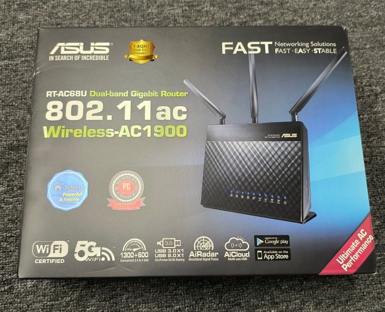 Asus RT-AC68U Wi-Fi 5 IEEE 802.11ac Ethernet Wireless Router