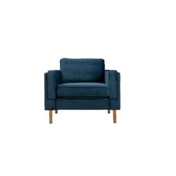 LUXURY BTExpert Royal Blue Velvet Arm Chair – Kiln-Dried Hardwood Frame – Premium Pocket Coil Comfort