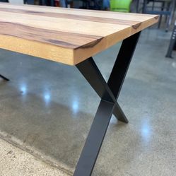 Set of 2 - 28" X Black Powder Coated Metal Table Legs for Small Dining Table or Office Desk