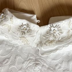 Beaded embroidered Flowers On Collars Stretched Shirts 