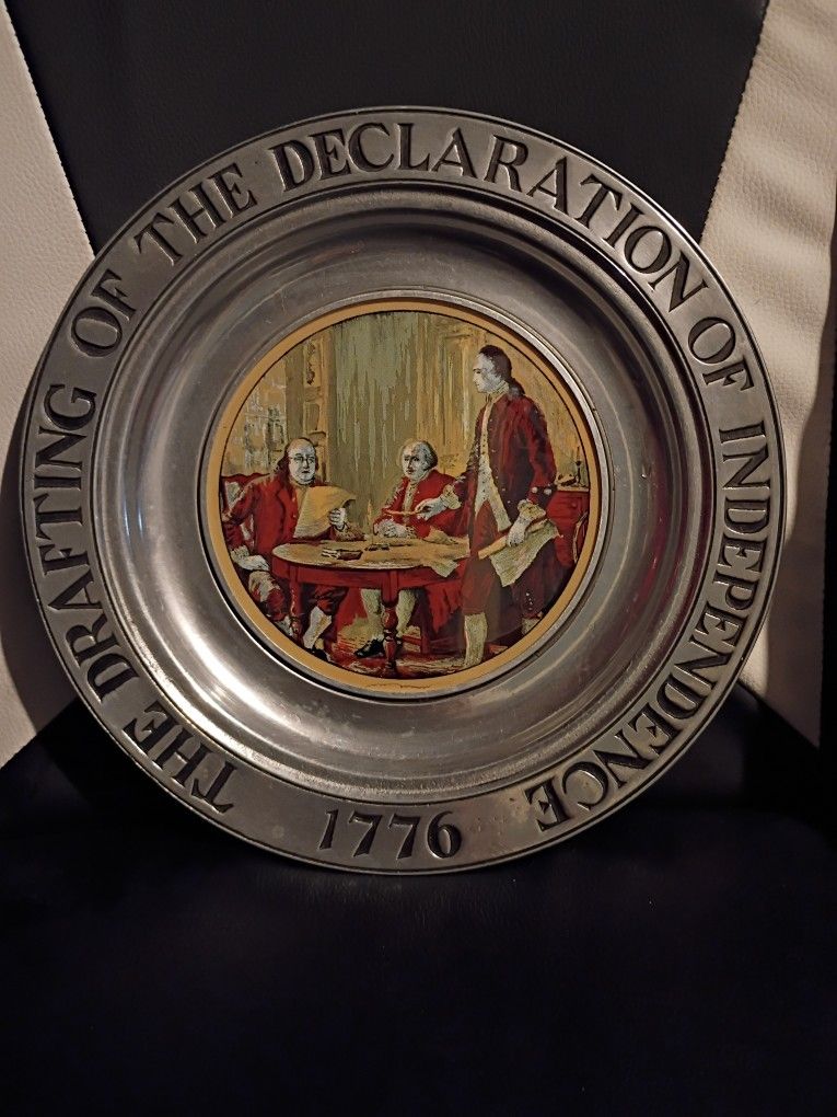 VINTAGE WILTON USA PEWTER 1776 PATRIOTIC 11" AMERICANA PLATE