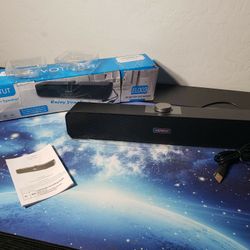 New Computer Speakers, Wired USB Mini Sound Bar Speaker for PC Tablets Laptop MP3 Mac Air/Pro (USB-C to USB Adapter Included) (Black)