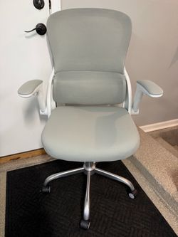 Brand New Grey/White Mesh Back Ergonomic Office Chair w/Flip Up Arms & Adjustable Lumbar Support