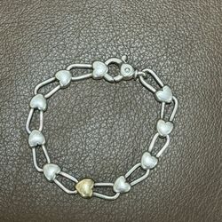 Tiffany & Co. Heart Lock Combi Bracelet Sterling Silver 18K Yellow Gold