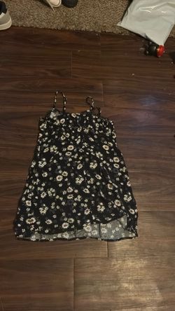 Black Daisy Floral Spaghetti Strap Mini Dress