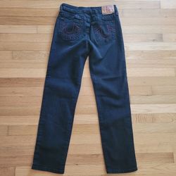 š„ True Religion Black Skinny Jeans Size 16 Pink Stitch Stretch Designer Denim Women Youth Girls š
Condition: Good pre-owned condition with normal s