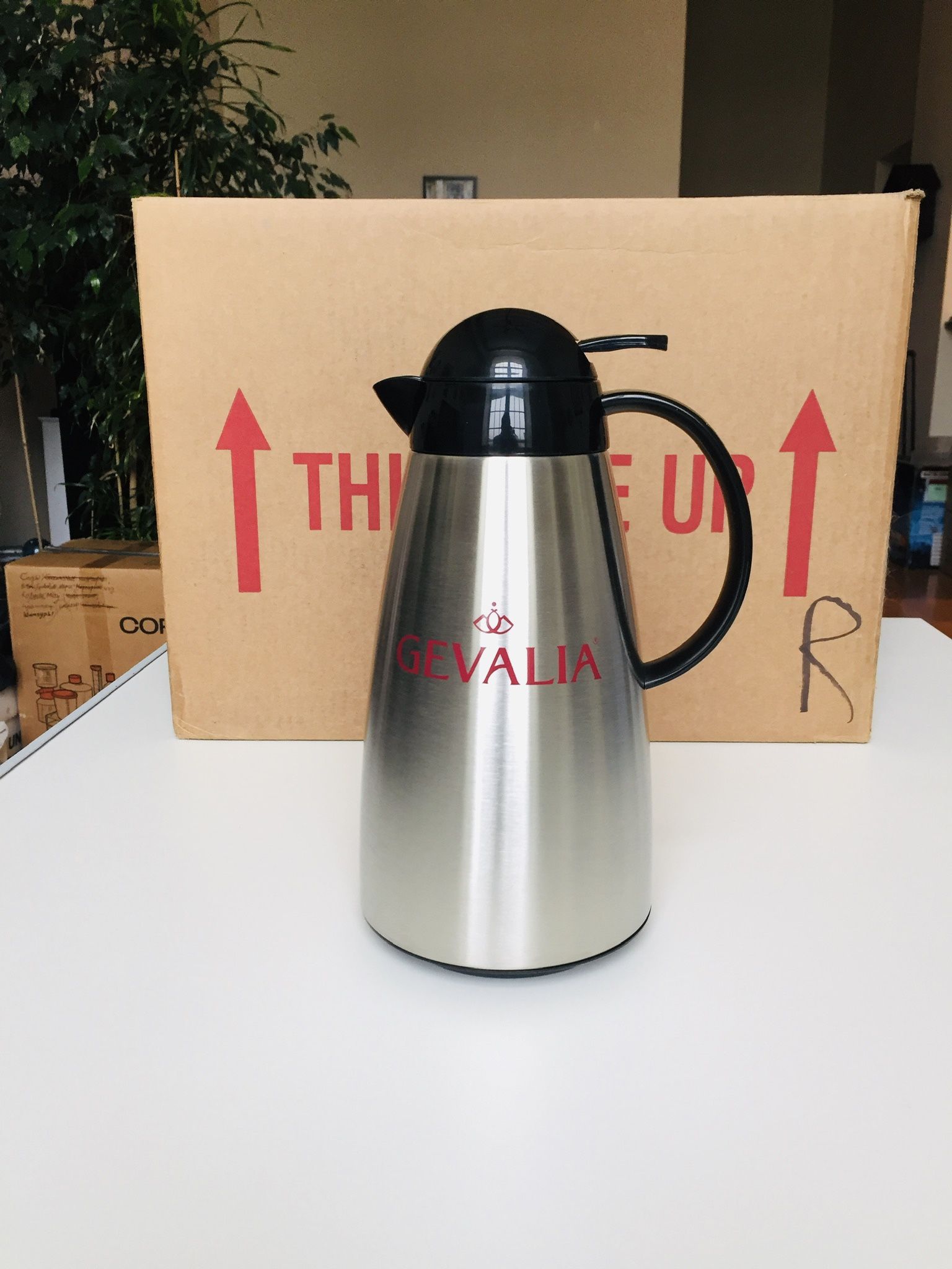 Gevalia Stainless Thermal Server Coffee/Tea ~ 1 Quart. Absolutely new, never used. Still in original box.