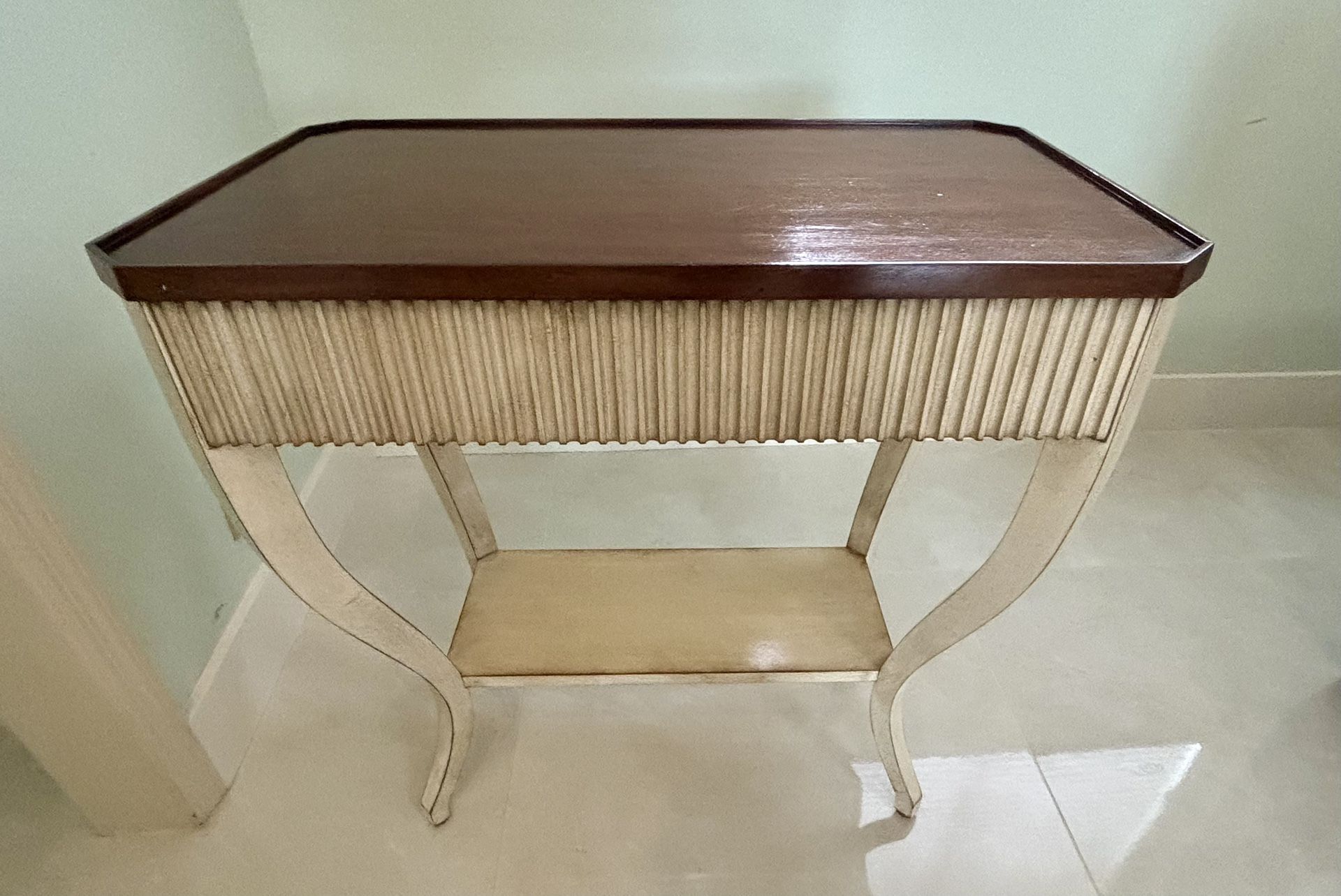 Hickory white wood beige brown side console side endy table modern vintage classic