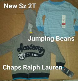 New Sz 2T Boys Chaps Ralph Lauren hoodie & Jumping Beans blue thermal knit top nwt