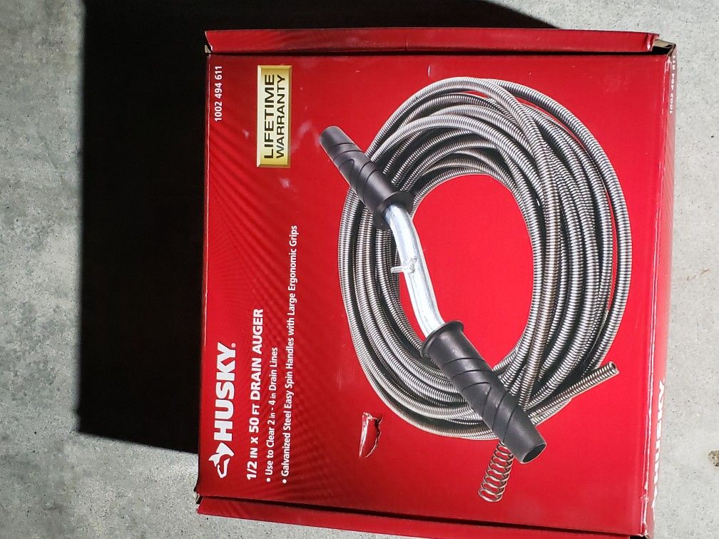 Drain auger for sale ,,,,,,(SNAKE ) 50 FEET LONG, 1 TIME USED for Sale