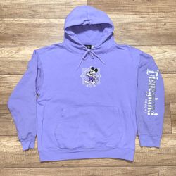 Disneyland 100 Years Of Wonder Purple Embroidered Puff Print Hoodie Womens M
