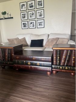 Regency style leather faux book table