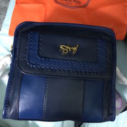 Original By Sharif- Leather Cross Body Purse- Blue