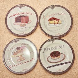 Oneida Sweets 2000s Set Of 4 Ceramic Dessert Chocolate Cake Tart Dessert Plates