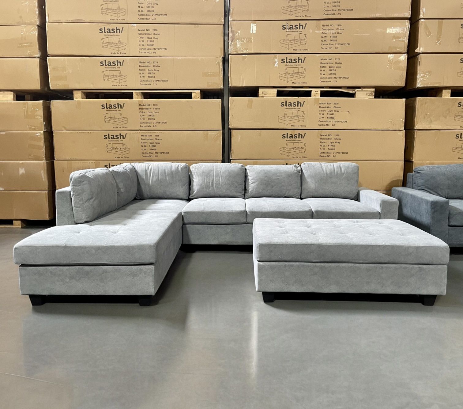 BLOWOUT SALE BRAND NEW 120” Fabric Sectional Sofa with Storage Ottoman
