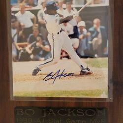 9x12 Hand Signed Wood Plaque Bo Jackson Kansas City Baseball Autograph