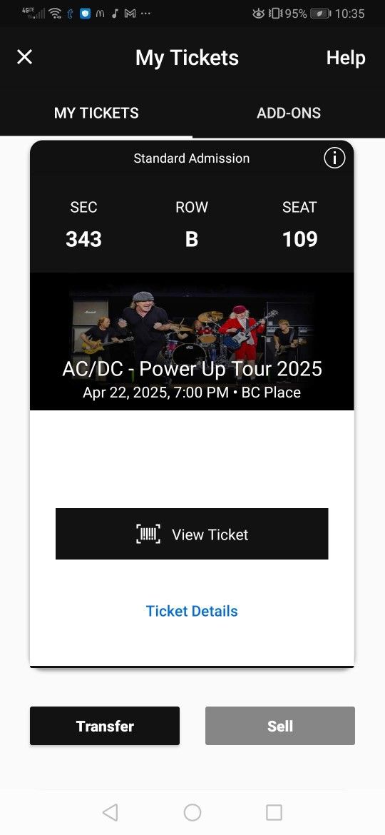 ACDC Live Concert Ticket Vancouver April 22th X1