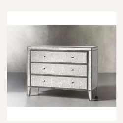 ARHAUS Mirrored Grey 3 Drawer Chest…33” Height By 42” Width By 20” Deep… (VERY STURDY/HIGH QUALITY FURNITURE) In Great Condition…$300