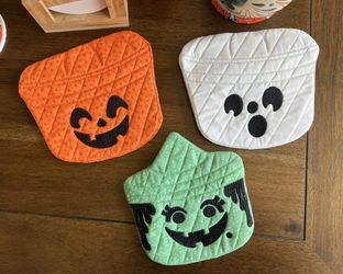 Halloween Pail Mug Rugs /Coasters Set Of 3