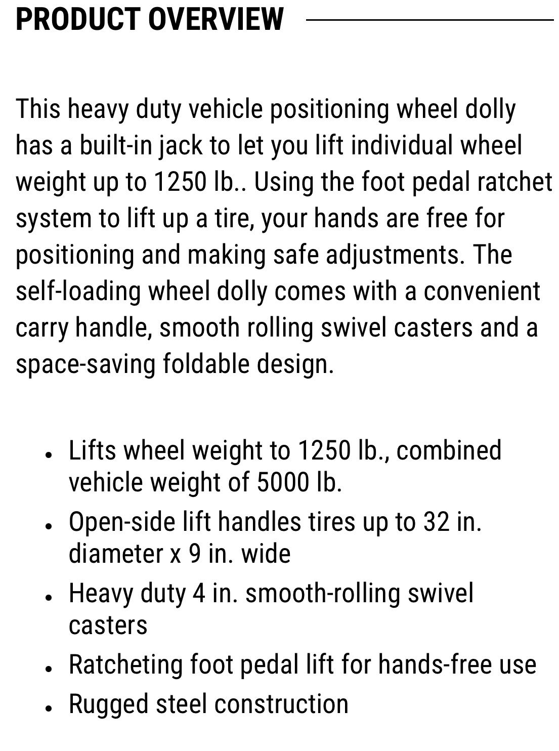 Pittsburgh Wheel Dolly 1250lbs Capacity for Sale in Los Angeles, CA