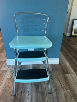 COSCO Retro Chair & Step Stool – Teal – $25