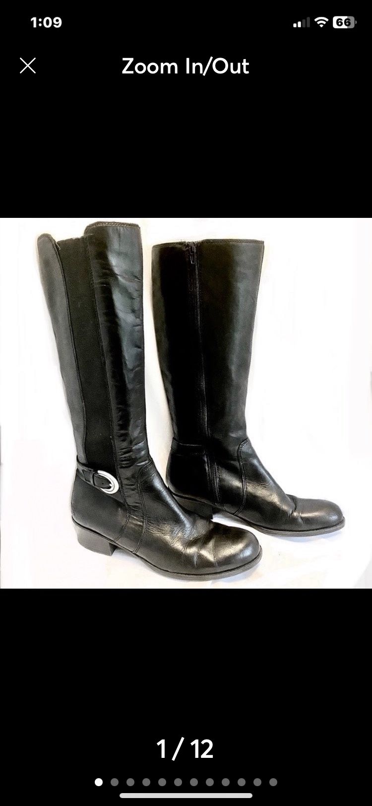 Black Leather Knee-High Riding Boots with Buckle & Strap by Naturalizer Sz 10
