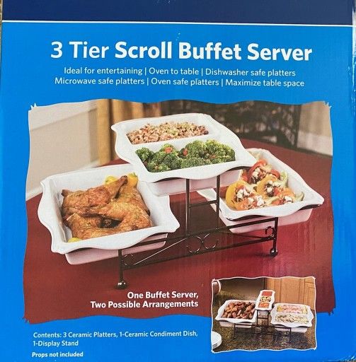 3 Tier Scroll Buffet Server