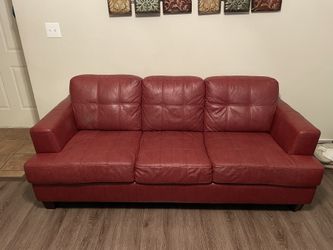 Minimalist Style Red Leather Sofa & Chair Set