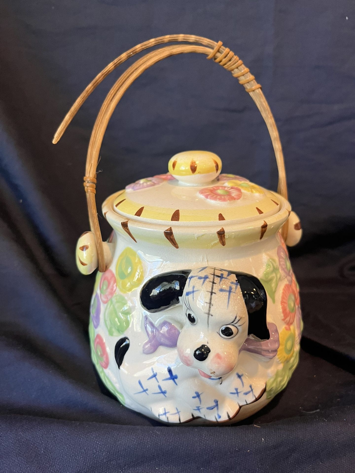 Vintage Puppy Biscuit Lidded Jar