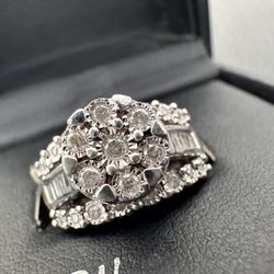 1/2 Carat Diamond Ring, Sterling Silver, Size 7