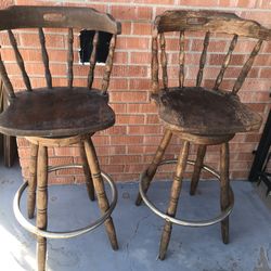 Wooden Swivel Bar Stools For Restoration-Free!