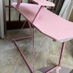 Girls Pink Desk And Corner Shelf 