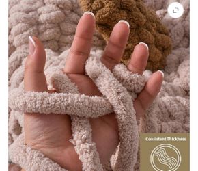 Crafted by Catherine Chunky Chenille Yarn 8 PACK (8oz/227g.31.7 yards each skein) Color Beige Gauge7 Jumbo Brand New vacuum sealed still in box