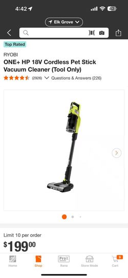 RYOBI ONE+ HP 18V Cordless Pet Stick Vacuum Cleaner (Tool Only)